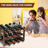 CAMOAT Bamboo Wine Rack,Wine Racks Countertop, Small Wine Rack Freestanding Floor,3 Tiers 12 Bottles Wine Rack,Sturdy and Durable Wine Rack Shelf for Cabinets Kitchen,Home Bar,Wine Storage CAMOAT