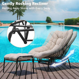 NATURAL EXPRESSIONS Lounge Chair Outdoor with Ottoman, 2-Piece Gentle Rocking Chaise Lounge Set, 4.7" Removable Cushion & Sturdy Frame, Glider Rocking Chair for Indoor Outdoor Use NATURAL EXPRESSIONS