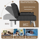 Homall Futon Sofa Bed, Futon Couch with Removable Armrests, Adjustable Recliner Sleeper Sofa Bed with Dual Cup Holders for Living Room, Apartment, Office (Fabric, Black) Homall