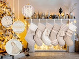 GEX Christmas Stockings 6 Pack for Family 20" Large Rustic Farmhouse Country Xmas Stockings with Tassels Hanging Ornament Decorations for Fireplace Xmas Season (Beige, Set of 6) GEX