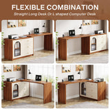 Tribesigns L Shaped Computer Desk with Drawers, Modern Corner Home Office Desk with Reversible Storage Cabinet, Long Study Writing Desk Workstation for Home Office, Rustic Brown Tribesigns