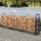 12ft Firewood Rack Outdoor Heavy Duty Log Rack Firewood Storage Rack Holder Steel Tubular Easy Assemble Fire Wood Rack for Patio Deck Adjustable Log Storage Stand for Outdoor Fireplace Tool MCKE