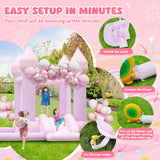 FBSPORT White Bounce House, Inflatable Bouncer with Air Blower,Indoor & Outdoor Bouncy Castle with Big Ball Pit for Wedding Party Kids Birthday Party, Easy to Install FBSPORT