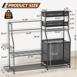 Homiesetify Garage Sports Equipment Organizer, 3 Golf Bag Organizer Stand Heavy-Duty Ball Storage Rack with Basket and Hooks, Ball Storage Cart for Toy Sports Gear Storage, Black (Large) Homiesetify