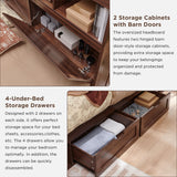 ACCOHOHO Farmhouse King Size Wood Bed Frame with 52" Tall Storage Headboard and 4 Drawers,LED Light,Charging Station,Solid Wood Slats Support,Noiseless,No Box Spring Needed,Brown ACCOHOHO