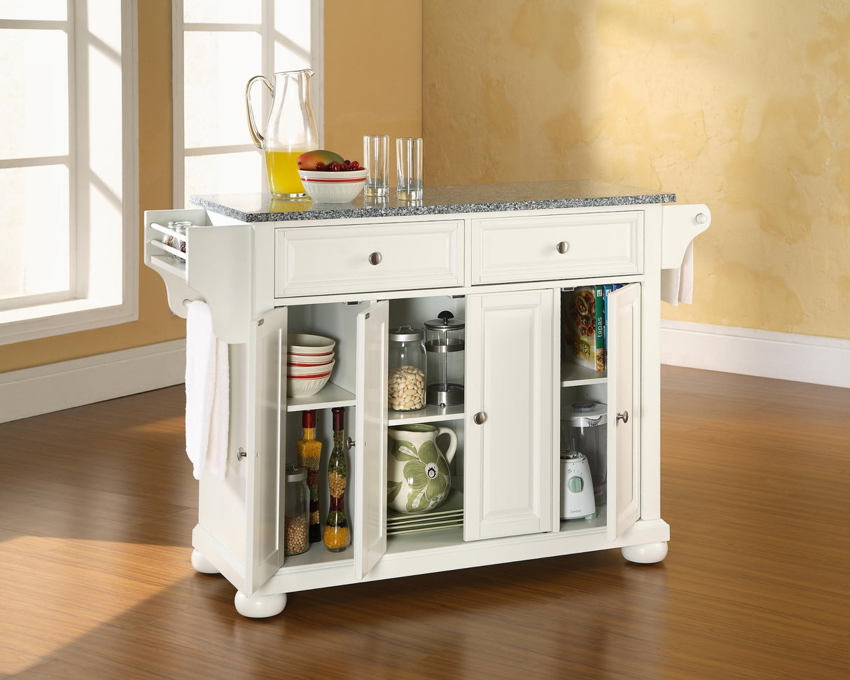 Crosley Furniture Alexandria Kitchen Island with Solid Grey Granite Top - White Crosley Furniture