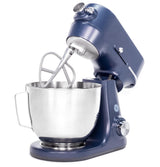 GE Tilt-Head Electric Stand Mixer | 7-Speed, 350-Watt Motor | Includes 5.3-Quart Bowl, Flat Beater, Dough Hook, Wire Whisk & Pouring Shield | Countertop Kitchen Essentials | Sapphire Blue GE