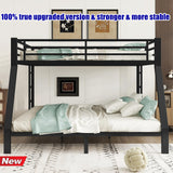 TSAMPA Latest Upgraded & Stronger Heavy Duty Black Metal Bunk Bed Frame Queen Over King Size, Thickened Safer More Stable Bunkbed King Bunk Bed (Easier to Assemble) (Queen Over King) TSAMPA