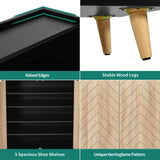 YITAHOME Shoe Cabinet with Doors, 5-Tier Shoe Storage Cabinet with Open Shelves, Large Capacity Wooden Shoes Rack Organizer with Pine Wood Legs for Entryway/Hallway/Closet YITAHOME