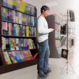 SSWBasics 4-Tier Chrome Rotating Standing Literature Rack - 64'H x 16"D - 16 Pockets Total - Sleek Floor Standing Book Display Rack for Periodicals - Sturdy Comic Book Display Stand for Magazines, SSWBasics