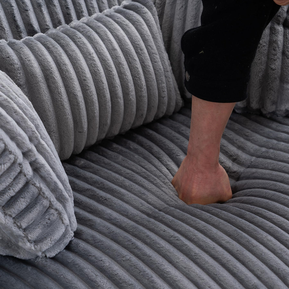 YABTOP Oversized Swivel Accent Barrel Chair with Pillows,Modern Round Plush Cuddler Reading Chair Comfy for Bedroom Living Room,Corduroy Gray YABTOP