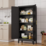Lusiwry 61" H Metal Kitchen Pantry Storage Cabinet, Freestanding Cupboard with 2 Doors and 3 Adjustable Shelves, Standing Storage for Kitchen, Bathroom, Garage, Dinning Room or Utility Room（Black） Lusiwry