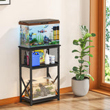 Snughome Fish Tank Stand, 10 Gallon Aquarium Stand with Storage, 3 Tier Heavy Metal Fish Tank Stand Fish Tank Shelf 20.47" x 11.42" x 30.91", Black Snughome