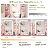 Small Vanity Desk with Mirror and Lights, Makeup Vanity with LED Lights, Pink Vanity Mirror with Lights Desk and Chair, 3 Lighting Adjustable Compact Vanity Mirror with Lights for Women, Girls HUANLEGO