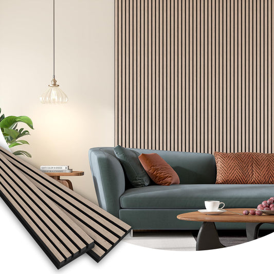 4 Pack Acoustic Wood Wall Panels, 94.5"x 8" Each Soundproof Wall Panel, 3D Fluted Wood Slat Paneling for Wall and Ceilings - Walnut - WoodArtSupply