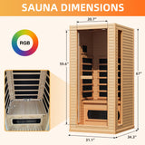 BNEHS Infrared Sauna, 1 to 2 Person Full Spectrum Infrared Sauna for Home, Indoor Dry Sauna with Rapid Heating 4 Carbon Panels&1 Carbon Tube, Bluetooth and 7 Color Therapy Lights, 110V BNEHS