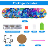 FILASLFT 8 Pcs Diamond Painting Coasters with Holder, Beginners DIY Diamond Art Coasters Crafts for Adults,Small Diamond Painting Kits Circular Coaster Suitable for Gifts and Office Home FILASLFT