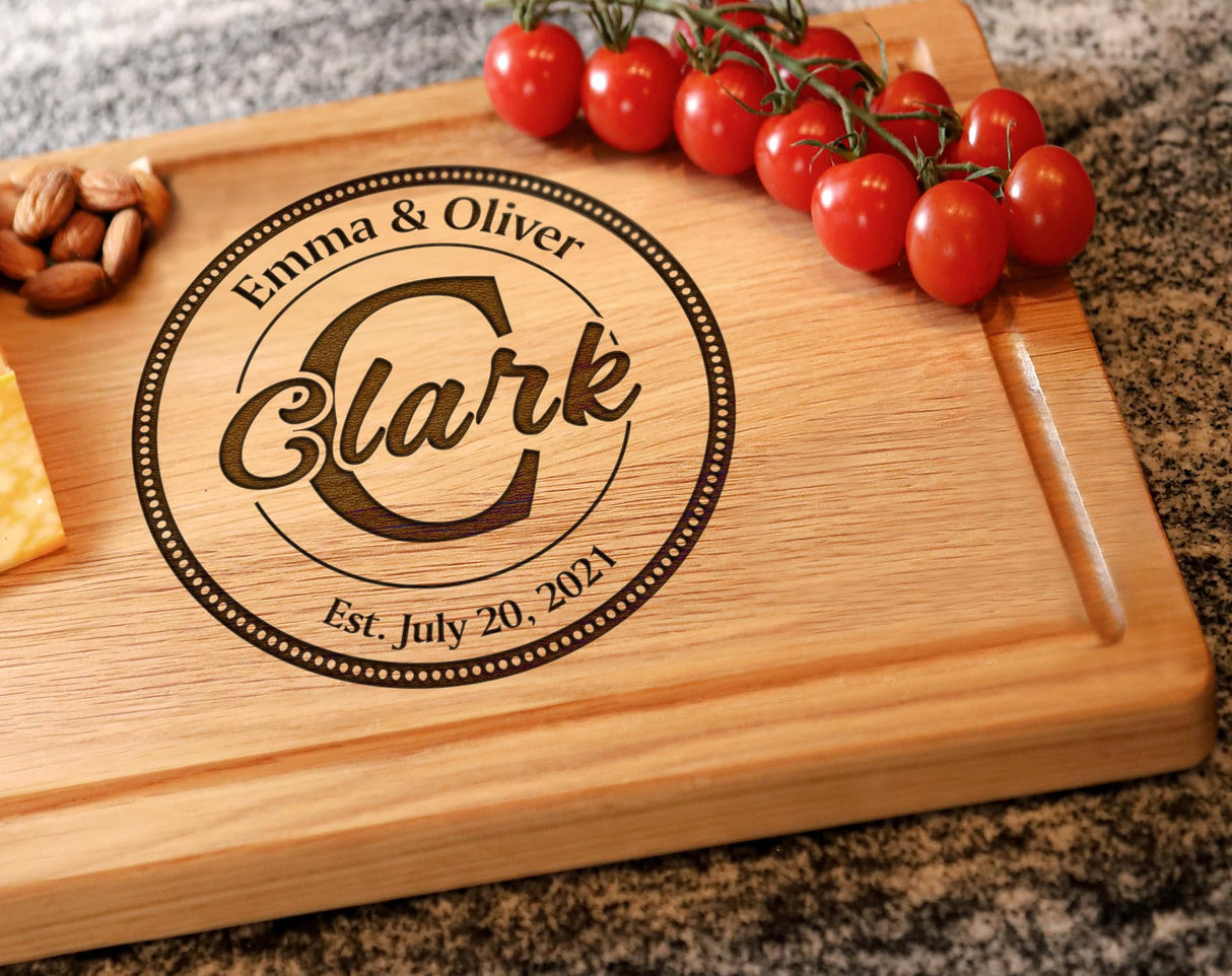 Personalized Wooden Cutting Board, Best Anniversary Gift for Couple, Personalized Name Gift for House warming, Wedding, Newly Married, Engagement, Kenzal Customized