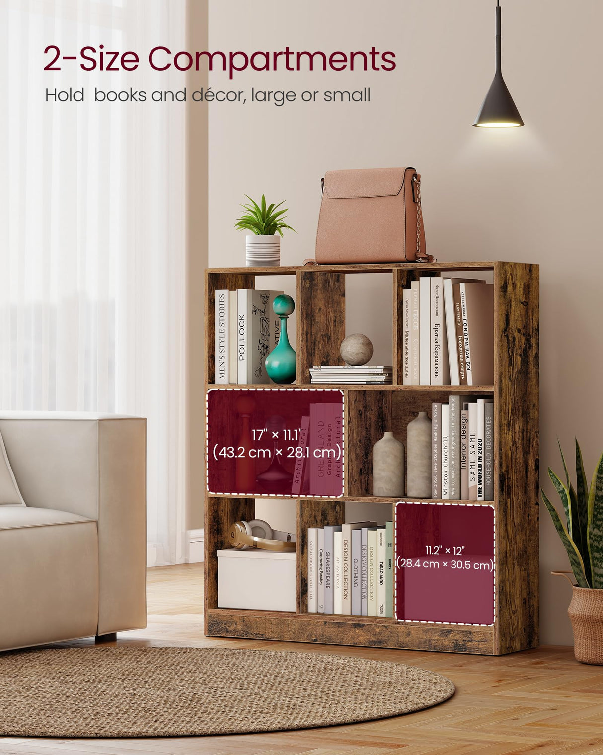 VASAGLE Custos Collection - Bookshelf, 3-Tier Bookcase, Book Shelf, Open Storage Shelf, 9.4 x 35.4 x 39.4 Inches, for Living Room, Home Office, Dining Room, Rustic Brown ULBC455K01 VASAGLE