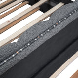 Harper & Bright Designs Queen Size Upholstered Platform Bed with Twin Size Trundle, Teddy Fleece LED Platform Bed Wood Frame with Headboard, No Box Spring Needed - Gray Harper & Bright Designs