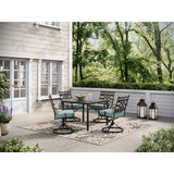 Hanover Montclair 5-Piece Outdoor Dining Set with Stamped Steel Square Dining Table and 4 Swivel Rocker Chairs with Cushions, Weather-Resistant Patio Dining Set for 4, Patio, Backyard, Deck Hanover