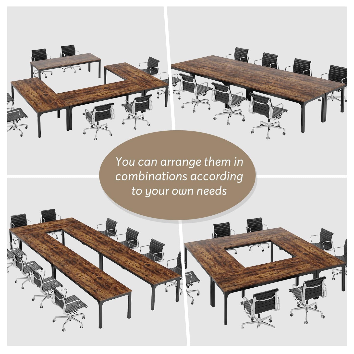 Tribesigns 19FT Conference Table,Large Rectangle Meeting Seminar Table for 16-22 Person,Long Business Tables (Only Table) - WoodArtSupply