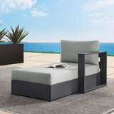 Modway Tahoe Powder-Coated Aluminum Outdoor Chaise Lounge Gray with Weather-Resistant Cushions, Modular Right-Facing Patio Lounger for Pool Furniture or Sectional Sofa Set Modway