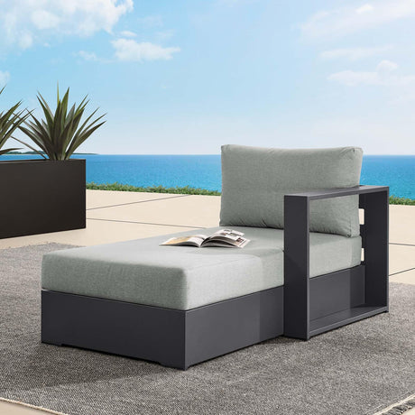 Modway Tahoe Powder-Coated Aluminum Outdoor Chaise Lounge Gray with Weather-Resistant Cushions, Modular Right-Facing Patio Lounger for Pool Furniture or Sectional Sofa Set Modway