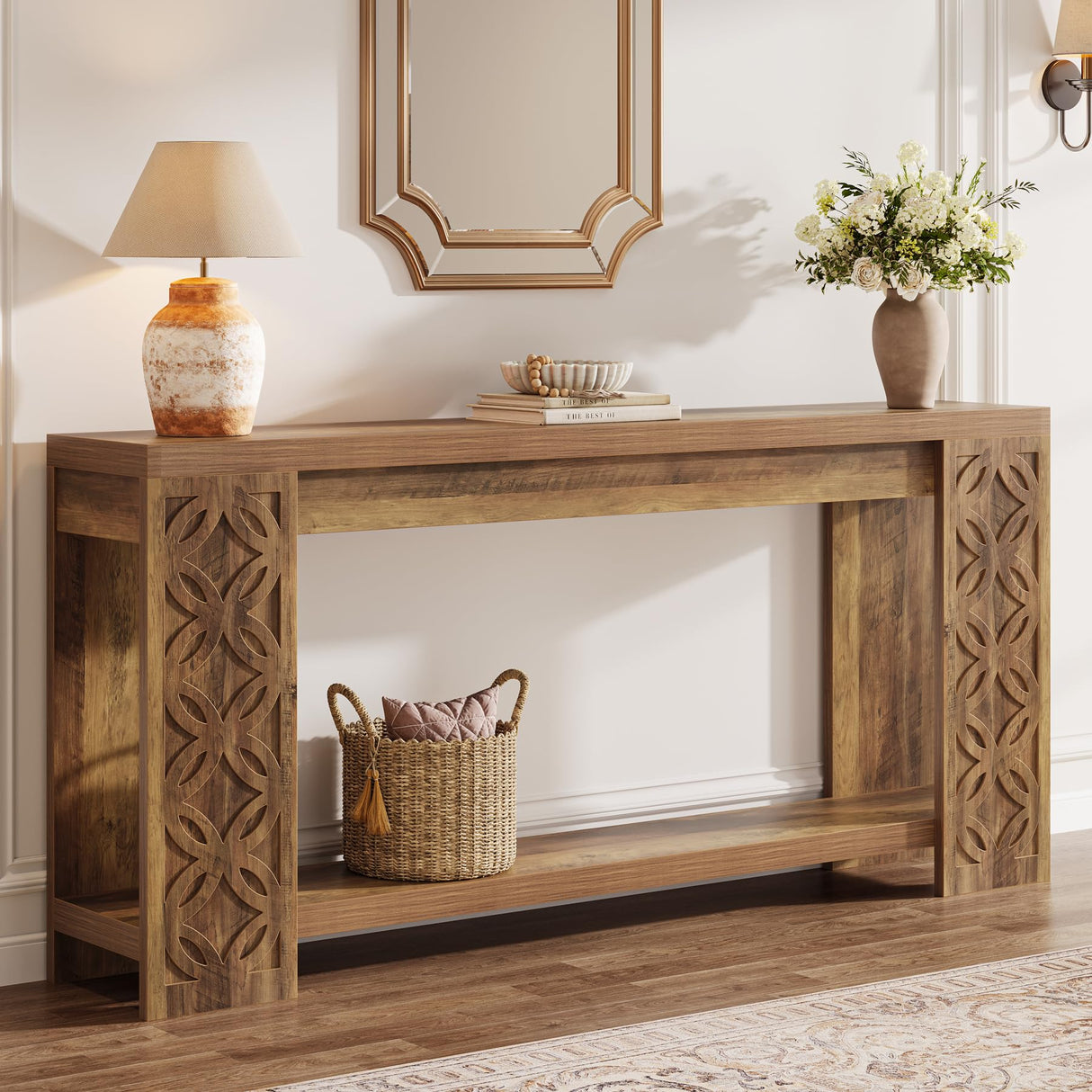 Tribesigns 70.9" Long Console Table with Storage, Narrow Sofa Table Behind Couch, Farmhouse Wooden Entryway Furniture for Living Room, Hallway, Entrance Tribesigns