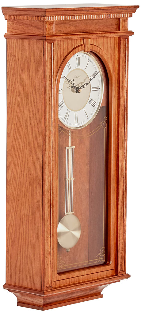 Bulova C4419 Manorcourt Chiming Clock, Golden Oak Finish, Brown Bulova