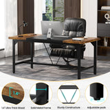 Unikito Large Computer Desk, 63 x 31.5 Inch Long Office Desks, Premium Sturdy 2 Person Desk, 1.4” Thick Study Writing Table, Modern Laptop Computer Table for Home Office Workstation, Rustic Brown Unikito