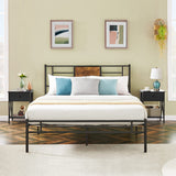 VECELO Nightstands Set of 2, Modern Bedside End Tables, Night Stands with Drawer and Storage Shelf for Living Room Bedroom, Industrial Metal Frame VECELO