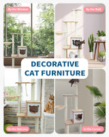 Made4Pets Cat Tree, Modern Cat Tree Tower for Indoor Cats - 65" Tall Wood Condo with Hammock, Scratching Post and Removable Pads for Small Large Cats MADE 4 PETS