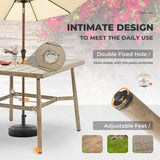 HAPPATIO 5-Piece Outdoor Dining Set for 4, Aluminum Patio Dining Set Includes 1 Large Square Table with Umbrella Hole and 4 Dining Chairs, Patio Furniture Set for Lawn, Porch, or Backyard (Brown) HAPPATIO