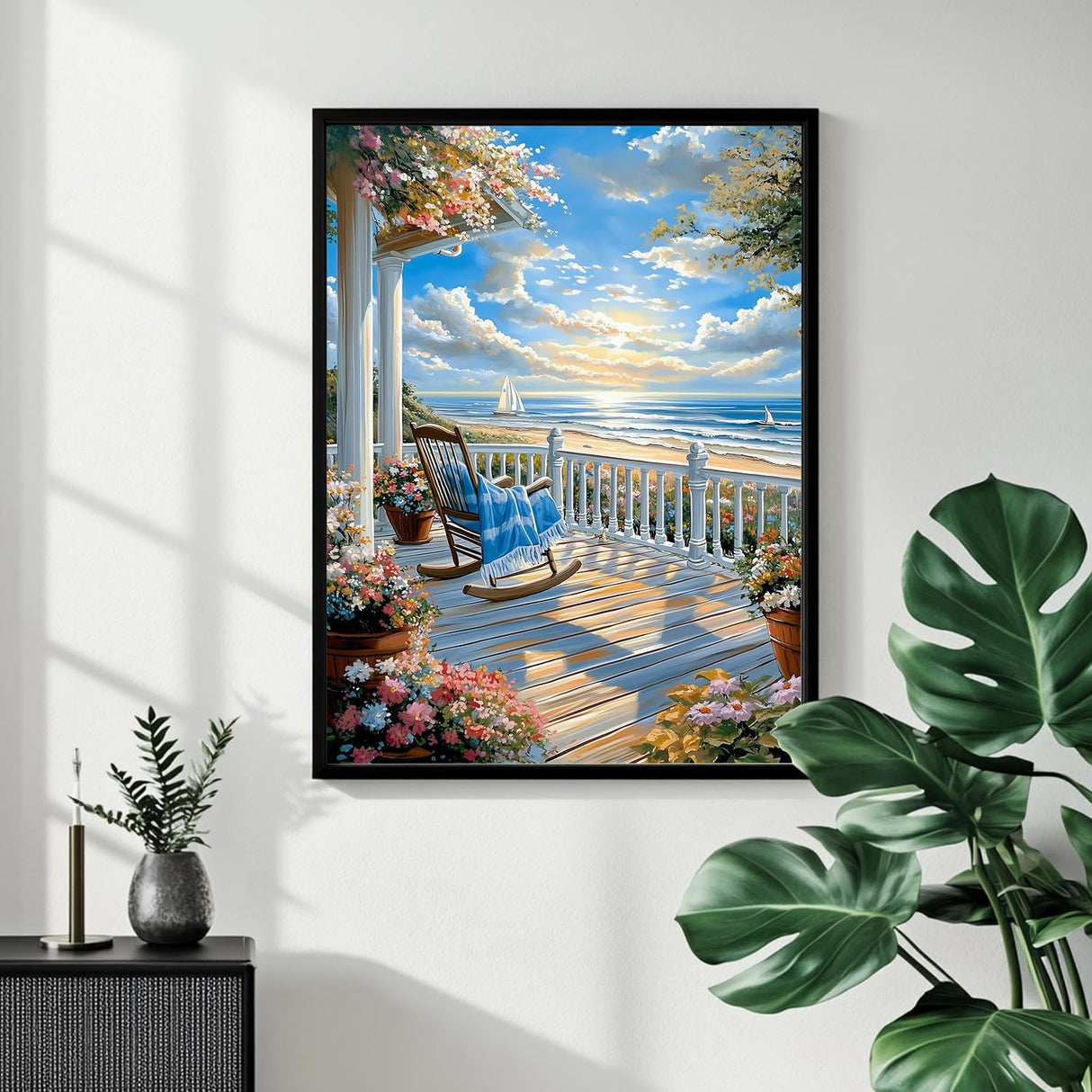 Landscape Paint by Numbers for Adult, Paint by Numbers Kit for Adults Beginners, DIY Beach Acrylic Painting on Canvas for Home Wall Art Decor 16x20Inch Mandun