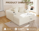 Busaurus 62" Oversized Chaise Lounge Chair Indoor, Fluffy Corduroy Upholstered Boneless Couch, Convertible Sleeper Sofa Bed & Reading Chair, Cloud Sofa Couches for Living Room, No Assembly, Beige Busaurus