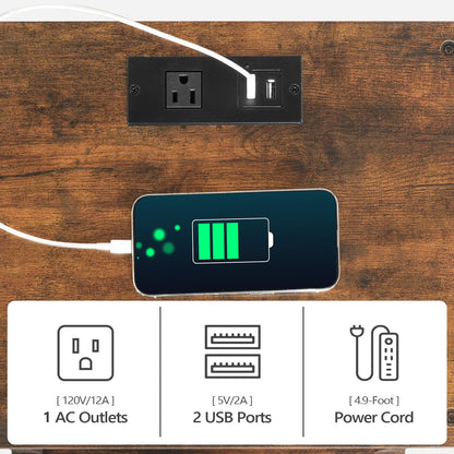 MAHANCRIS Side Table Set of 2, End Table with Charging Station, Nightstand with USB Ports and Outlet, Wooden Bedside Table for Small Space,Living Room, Bedroom, Easy Assembly, Rustic Brown ET - WoodArtSupply