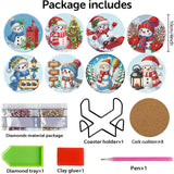 8 PCS Christmas Diamond Art Coasters Kit, Snowman Diamond Painting Coasters with Holder, Winter Diamond Art Kits for Adults Beginners, Arts and Crafts Supplies tigdtiu