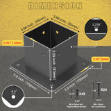 FNXAOR 4x4 Post Base 6 Pcs, Inner Size 3.5"x3.5" Fence Post Base Brackets, Metal Post Anchor Matte Black Wood Post Brackets Heavy Duty Powder-Coated for Pavilion Deck Railing Support Deck Base Plate FNXAOR