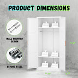 Bonusall Metal Wardrobe Cabinets with Single Rod and 2-Shelves, 70" Heavy-Duty Steel Clothing Storage Cabinets with 2 Doors, White Armoire Wardrobe Closet for Bedroom, Laundry Room or Living Room Bonusall