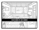 Beach Homes: An Adult Coloring Book with Beautiful Vacation Houses, Charming Interior Designs, and Relaxing Nature Scenes WoodArtSupply