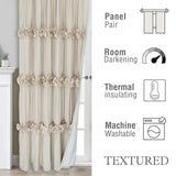 Homechoice Decor Thermal Insulated Blackout Window Curtains, 54" W x 84" L (Pair), Boho Ruched Window Treatments with 3 Rows of Butterfly Flowers, Rustic Rod Pocket Drapes for Room, Camel (LQ-30) Homechoice Decor