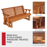 Amish Heavy Duty 800 Lb Roll Back Pressure Treated Porch Glider (4 Foot, Cedar Stain) Amish Casual