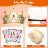 Hoedia 24+37Pcs Foam Crowns Set, Princess Tiaras and Foam DIY Crowns for Kids to Decorate for Birthday Party Crowns Favors with 24 Foam Crowns, 24 Wooden Wands, 12 Rhinestone Stickers,1 Silk Ribbon Hoedia
