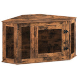 MAHANCRIS Corner Dog Crate Furniture, Wooden Dog Kennel End Table, Decorative Pet Crate Indoor Use, Furniture Style Dog House for Small Medium Dog, Dog Cage TV Stand, Rustic Brown DCRB0801 MAHANCRIS