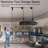 TRUSOON 2025 Upgrade Cargo Box Garage Pulley System, Garage Ceiling Hoist Heavy-Duty Holds up to 150 lbs Capacity, Fit 10-14 Foot Ceilings, Black TRUSOON