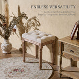 VONLUCE Ottoman Stool, 18.5 in High, Beige, with Padded Seat, Wood Frame, Button Tufted, for Dining, Living Room, Bedroom, Piano, Dressing, Vanity, Foot Rest VONLUCE