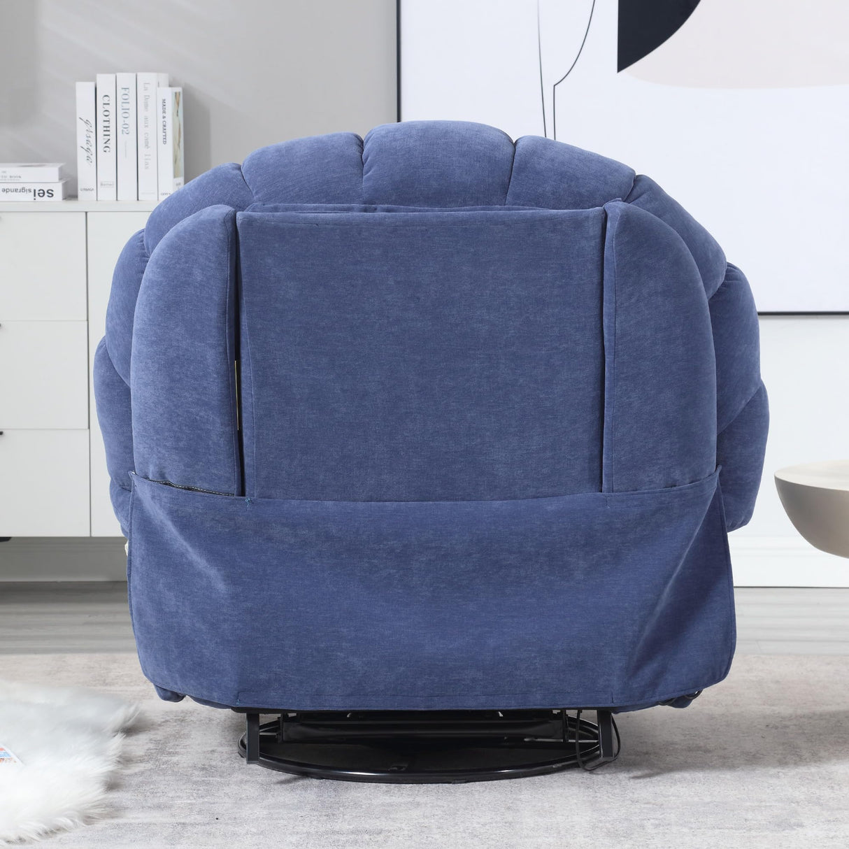 HOMYEDAMIC Power Recliner Chair Rocker Swivel, Comfortable Soft Fabric Shell Shape with Storage 360 Swivel Electric Big Tall Single Reclining Sofa for Adults Living Room Bedroom (ET-Blue) HOMYEDAMIC