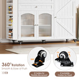 FINETONES Kitchen Island with Storage, Rolling Kitchen Island on Wheels with Wood Drop Leaf Countertop, Island Table Bar Cart with Spice Towel Rack Portable Kitchen Table Kitchen Carts on Wheels FINETONES