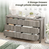 Maupvit Farmhouse 6 Drawers Dresser for Bedroom,55" Fluted Chest of Drawers with Storage Freestanding,Wooden Dresser TV Stand,Closet Clothes Storage Drawer Organizer for Living Room,Entryway,Hallway Maupvit